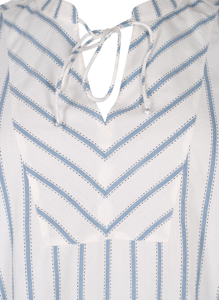 Gestreepte blouse met strikdetail, Wit, Packshot image number 2