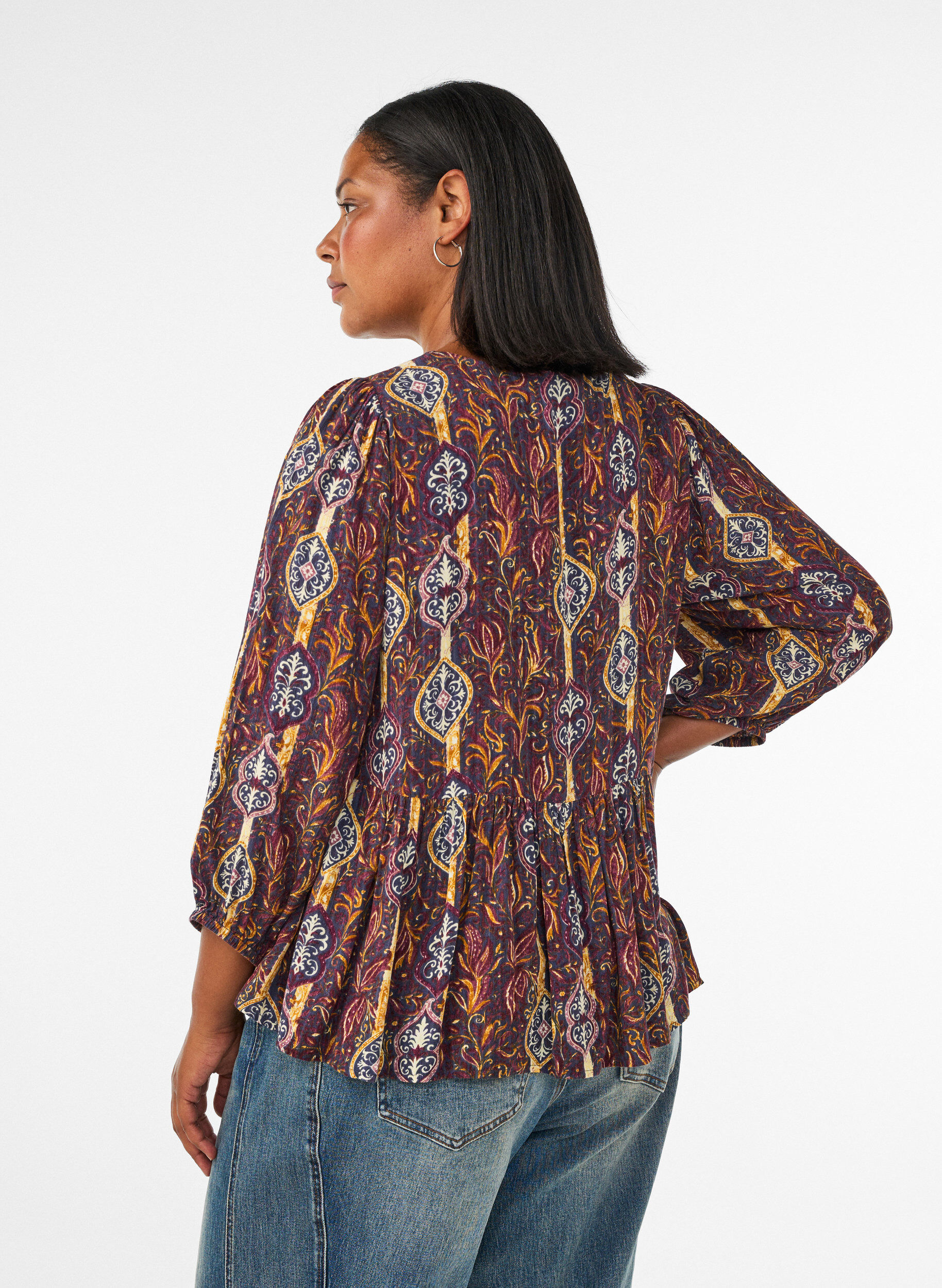 ZizziBlouse met paisleyprint en kanten detail, Paars, Model image number 2