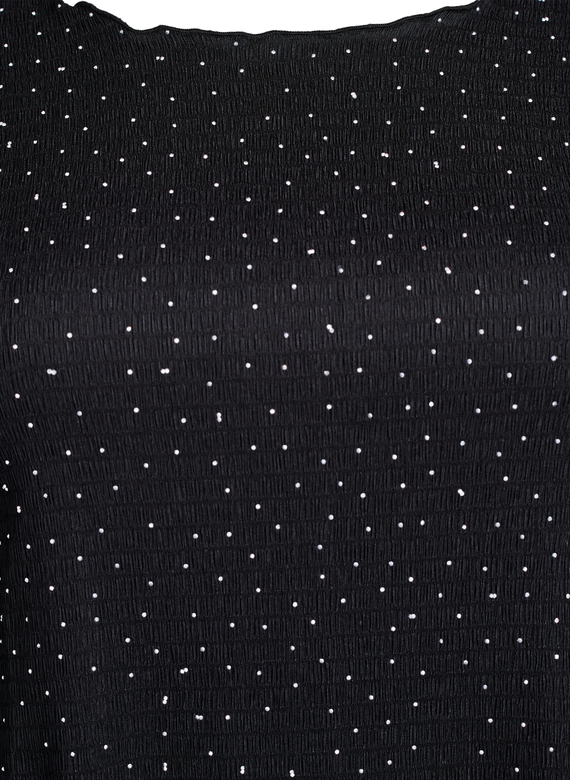 ZizziJurk met strassteentjes en geschulpte randen, Zwart, Packshot image number 2