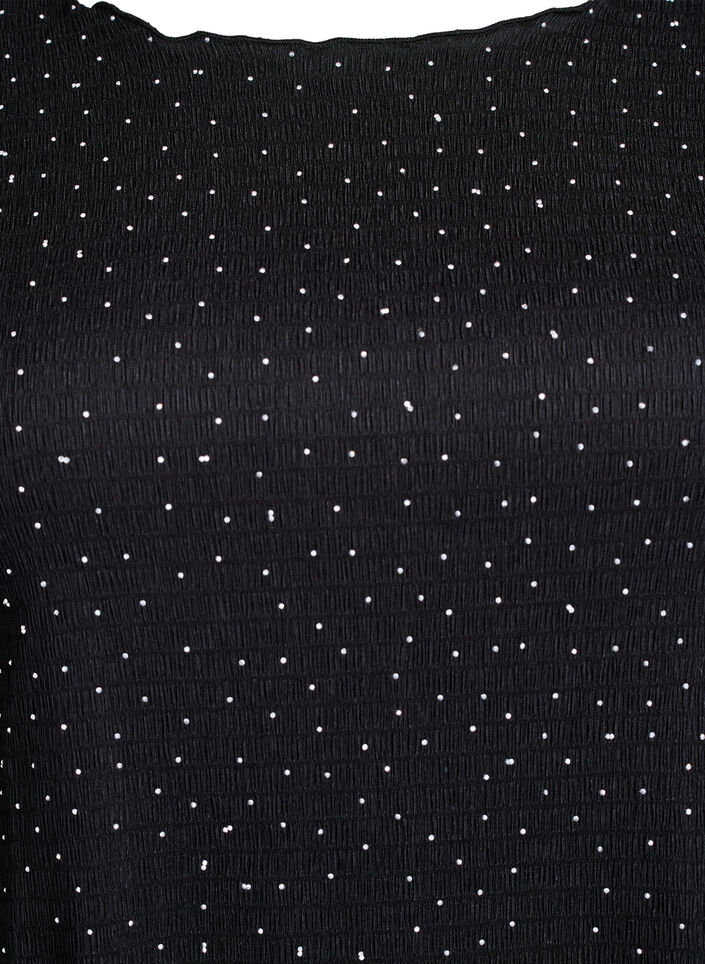 Jurk met strassteentjes en geschulpte randen, Black, Packshot