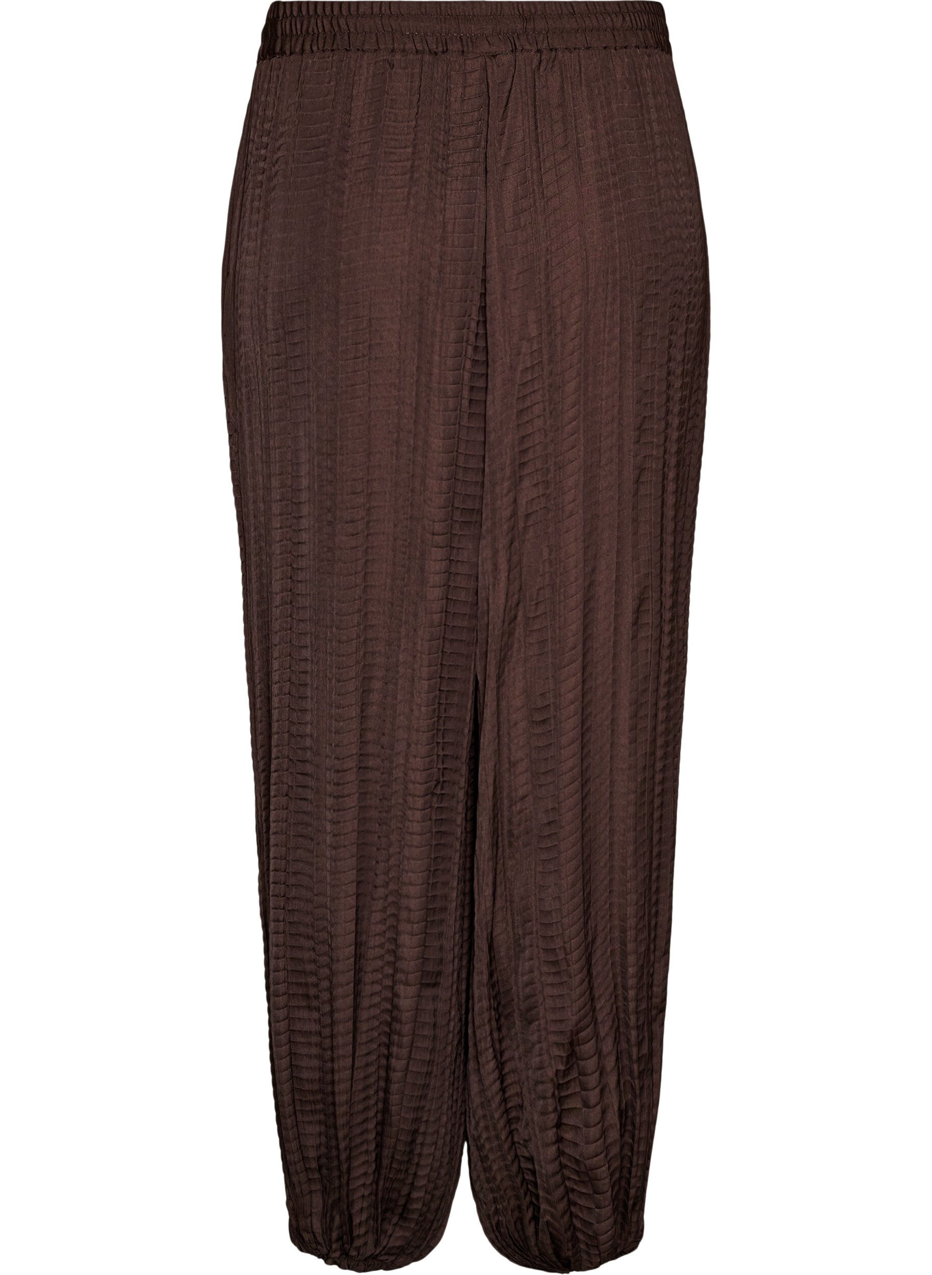 ZizziBallonbroek met structuur en elastische taille, Bruin, Packshot image number 1
