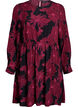 Viscose jurk met print en lange mouwen, Donker Bordeaux, Packshot image number 0