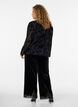 Fluwelen broek met kanten rand en wijde pijpen, Zwart, Model image number 2