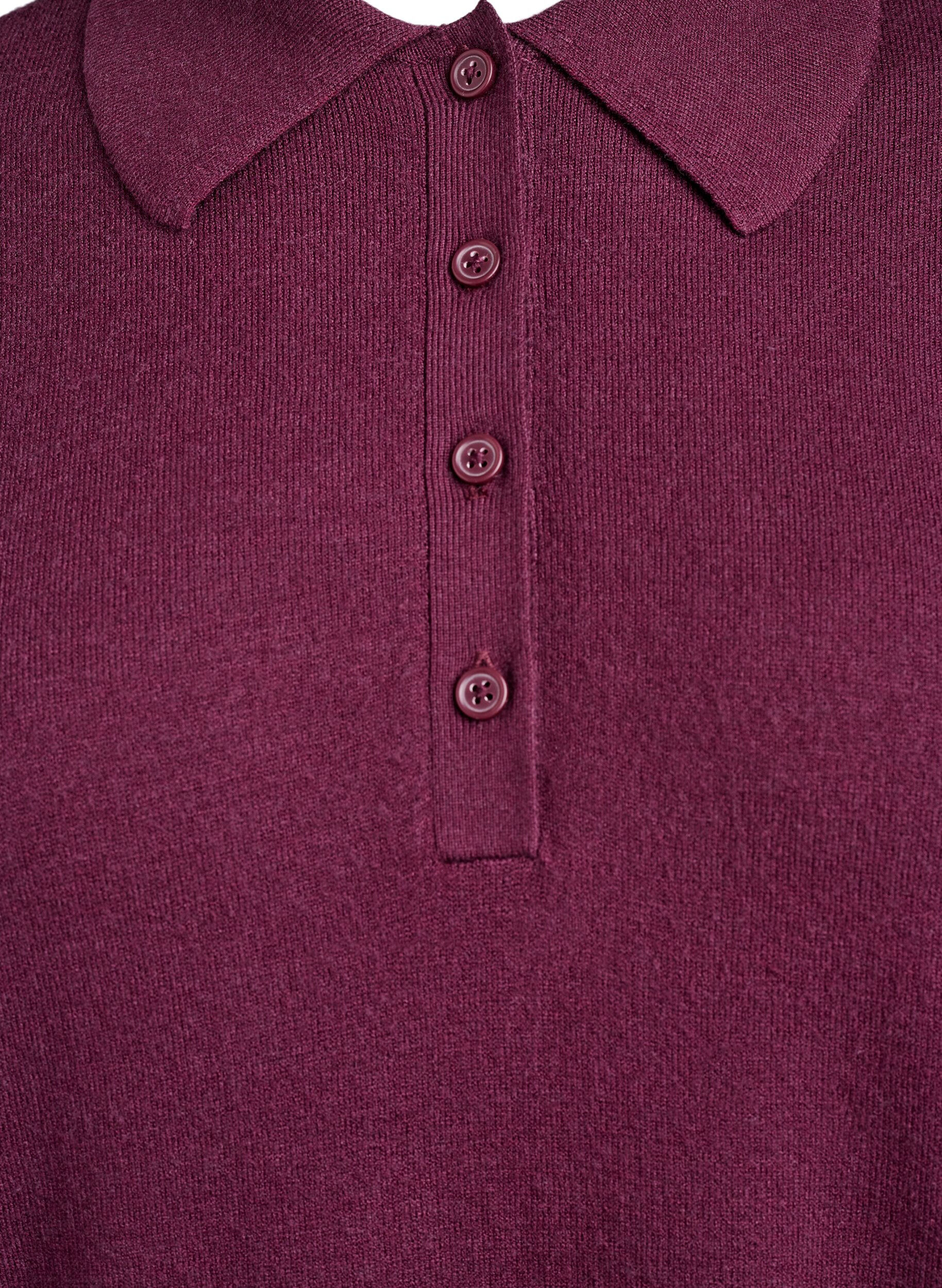 ZizziStrik blouse met kraag, Donker Bordeaux, Packshot image number 2