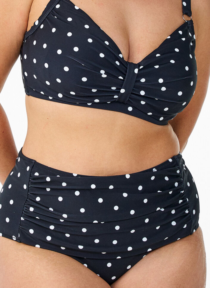 Hoge taille bikinibroekje met stippen, Zwart, Packshot image number 2