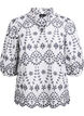 Blouse met 3/4 mouwen en contrasterende broderie anglaise, Wit, Packshot image number 0
