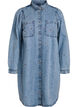 Denimjurk met kersen en borstzakken, Blauw, Packshot image number 0