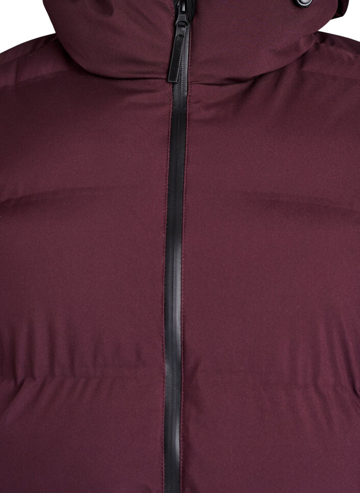 Lange puffer winterjas met capuchon, Donker Bordeaux, Packshot image number 2