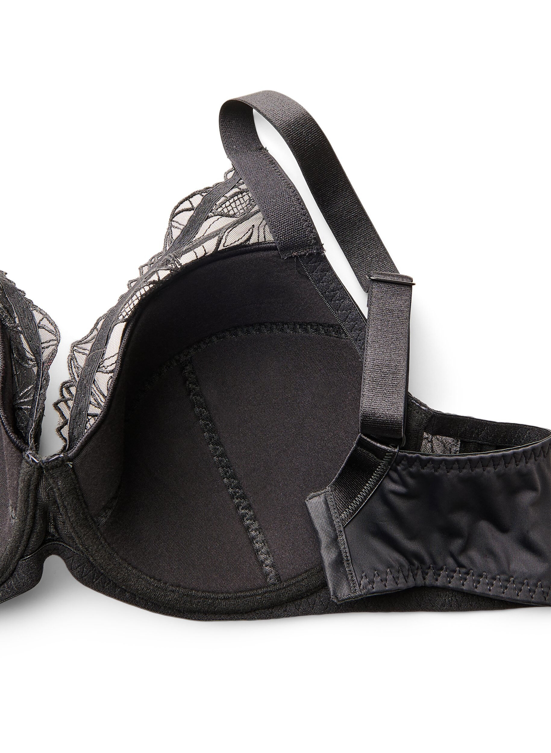 ZizziGewatteerde kanten beha met beugel, Zwart, Packshot image number 3