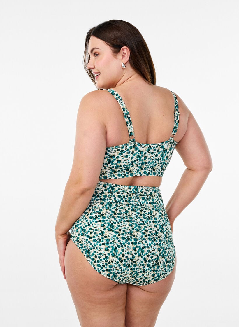 Bloemen bikinitop met ruches, Ditsy Rose AOP, Model