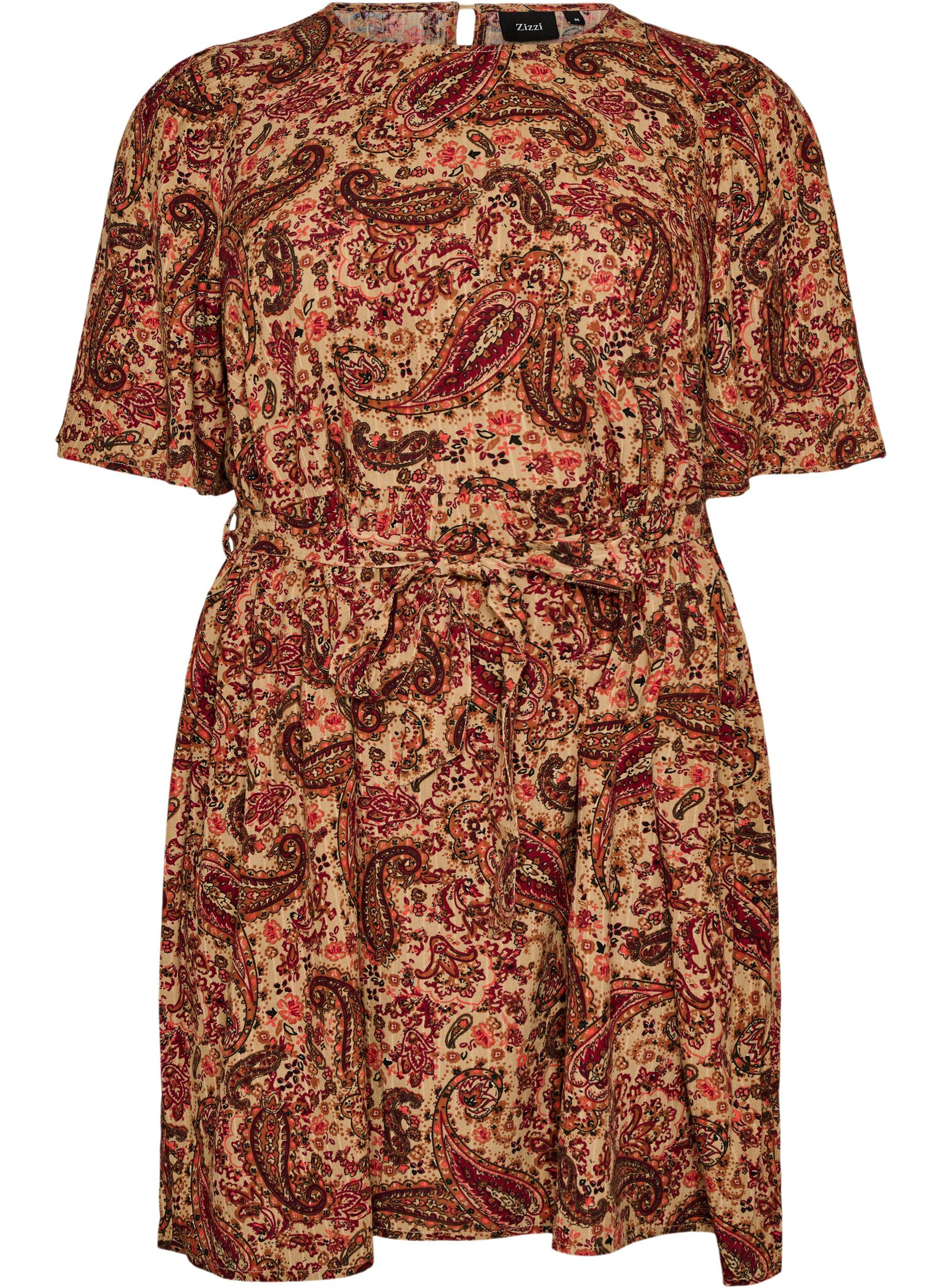 Robe &agrave; imprim&eacute; cachemire et ceinture &agrave; nouer