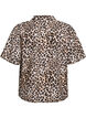 Shirt blouse met print en V-hals, Bruin, Packshot image number 1