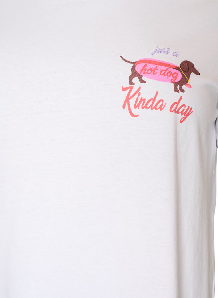 Katoenen T-shirt met print op de borst, Wit, Packshot image number 2