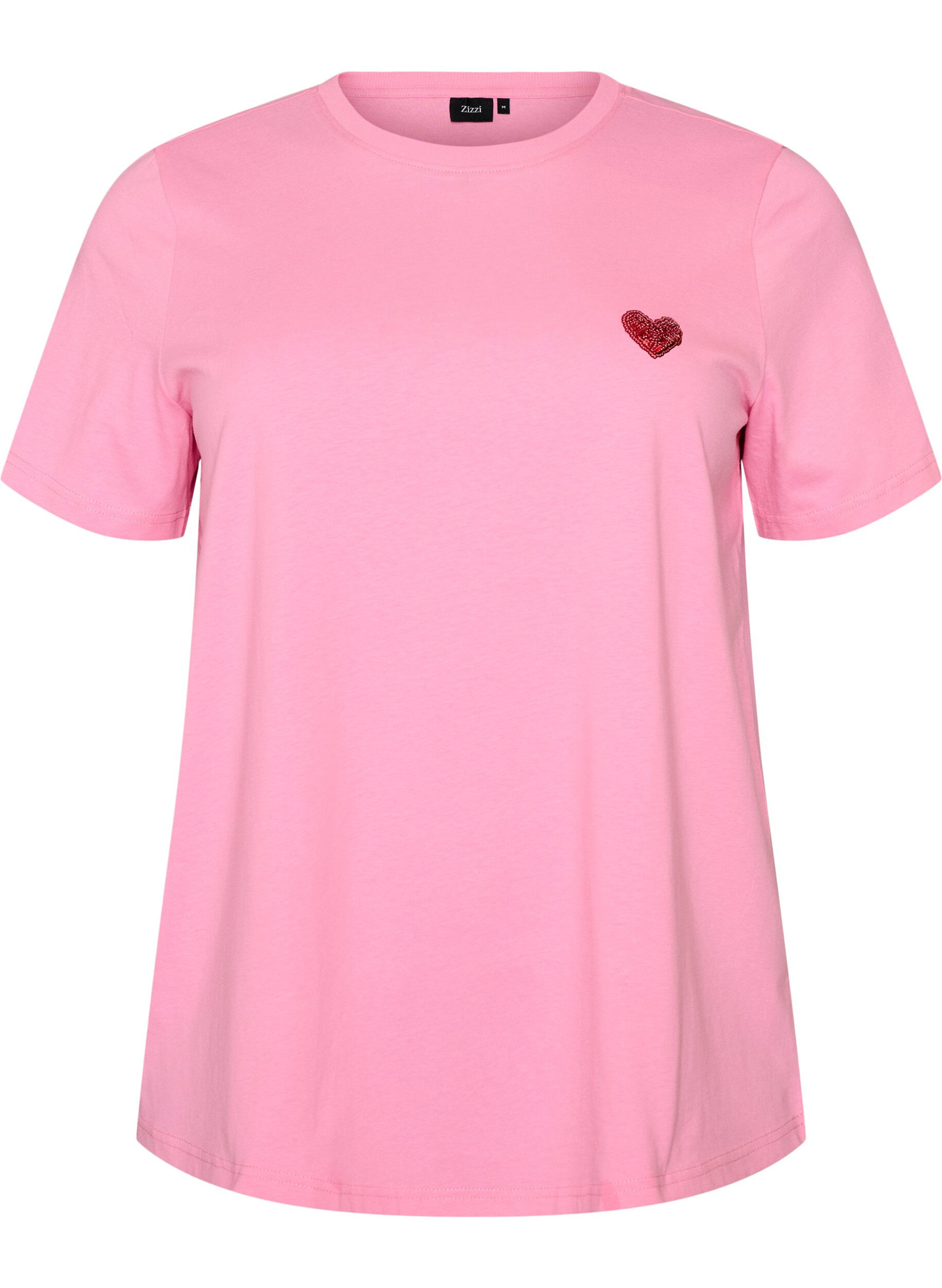 T-shirt met pailletten hart en kleurrijke achterprint
