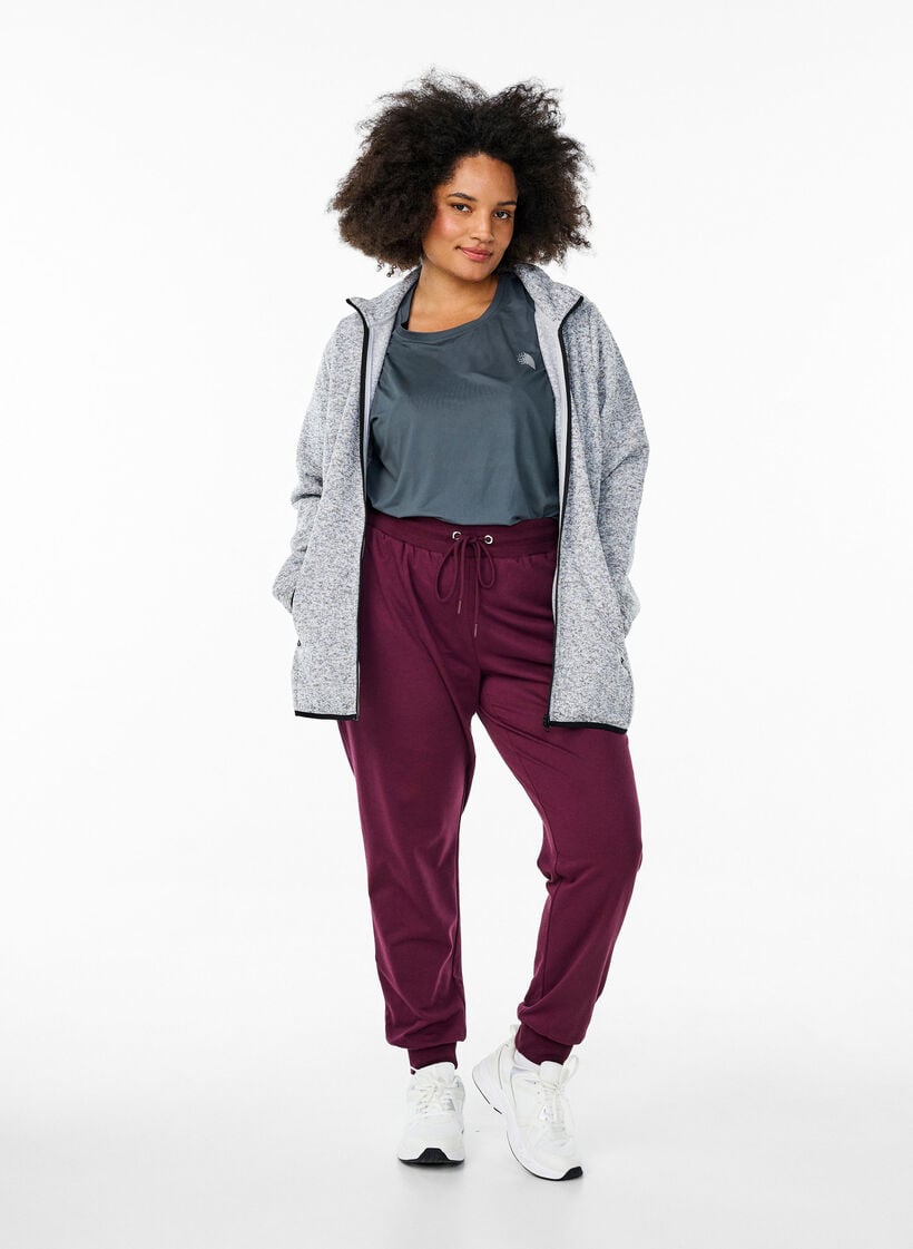 Vest van jersey met hoge kraag en ritssluiting, Light Grey Melange, Model