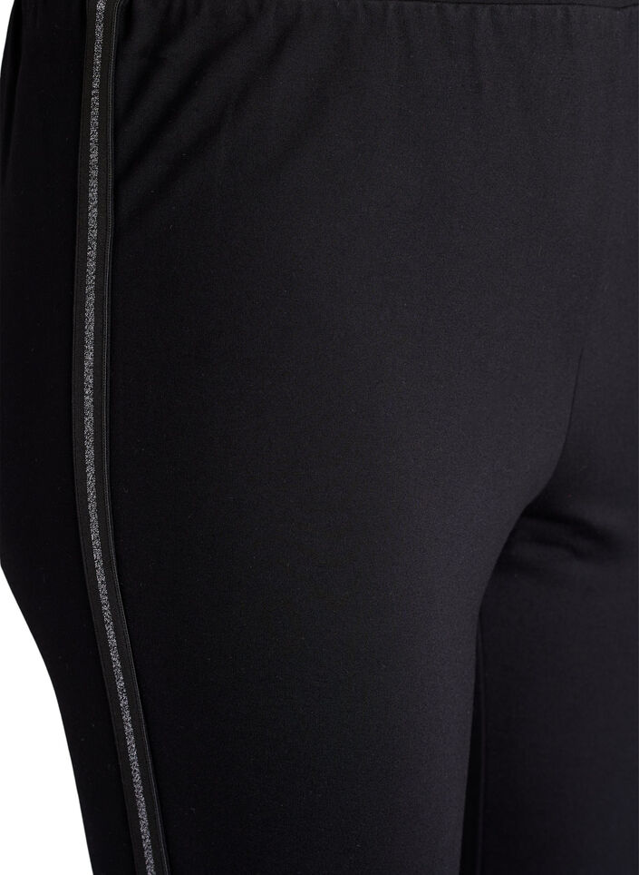 Leggings met glitterstreep en splits, Black, Packshot