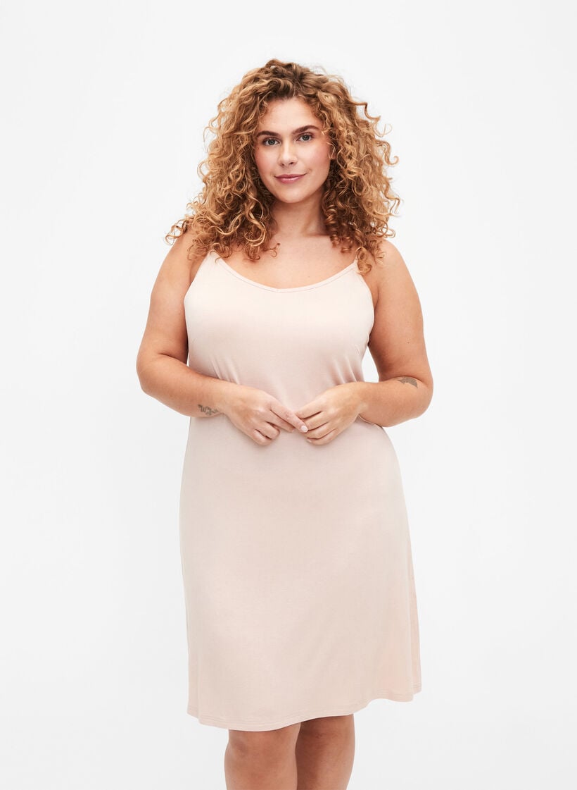 Dessous de robe en viscose uni, Vanille, Model image number 0