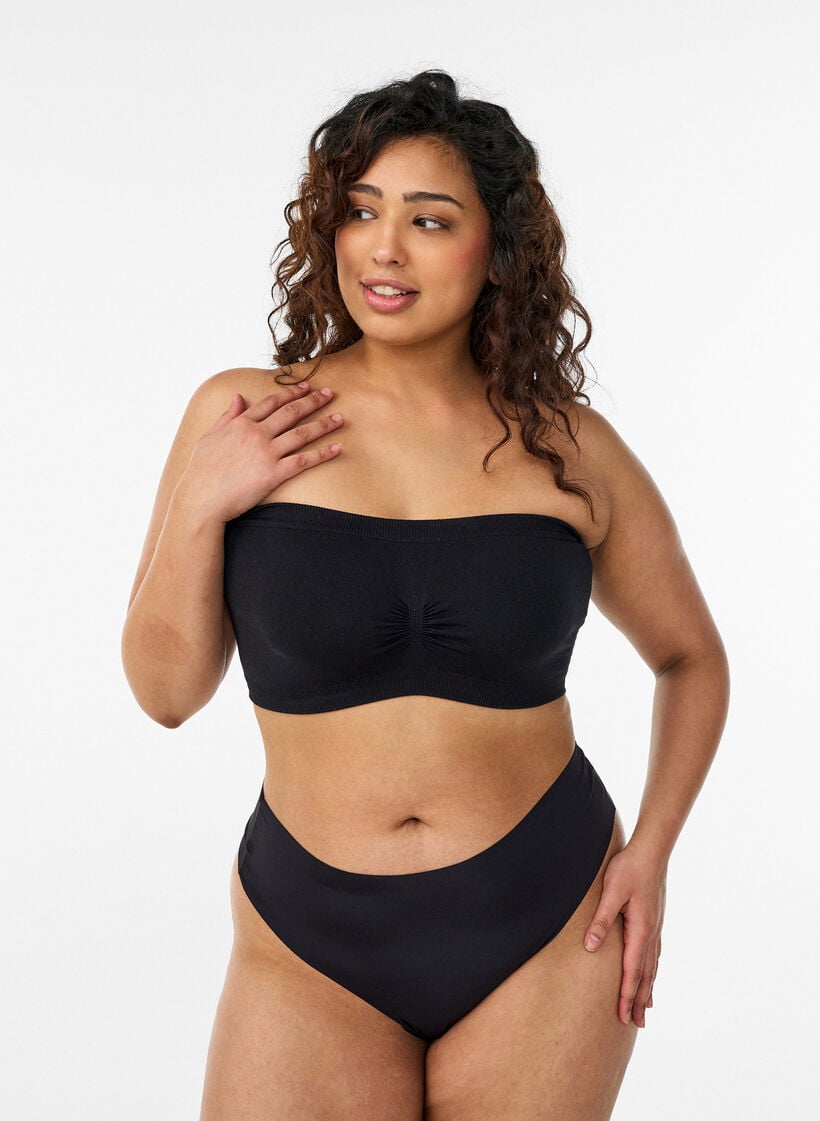 Bandeau topje, Zwart, Model image number 1
