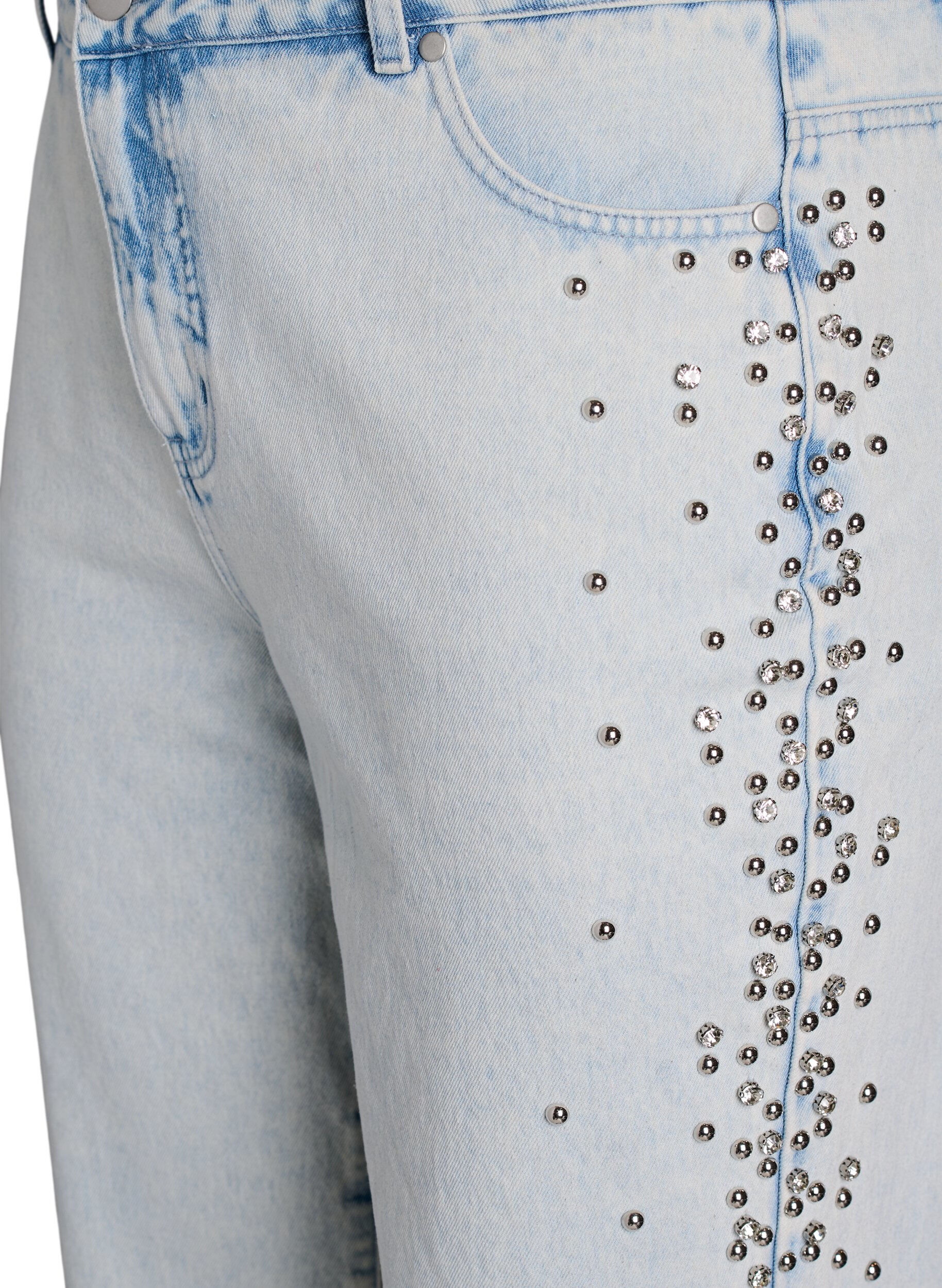 ZizziKiana jeans met decoratieve details langs de zijkanten, Blauw, Packshot image number 2