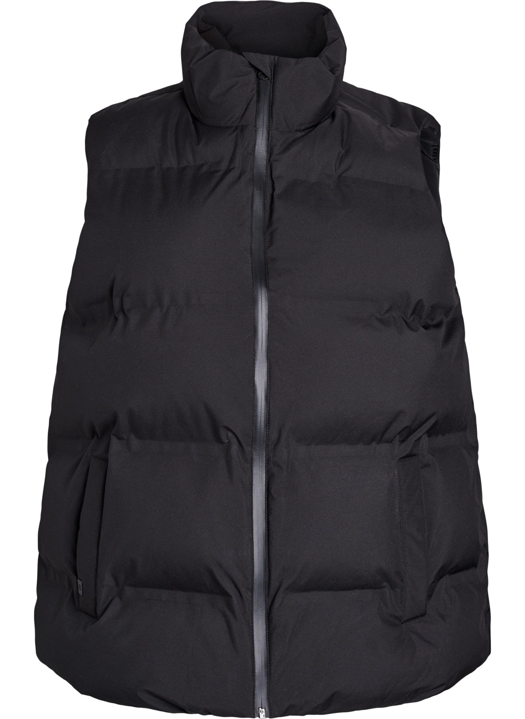 Korte puffer bodywarmer met hoge kraag