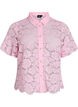 Kanten shirt blouse met parelknopen, Roze, Packshot image number 0