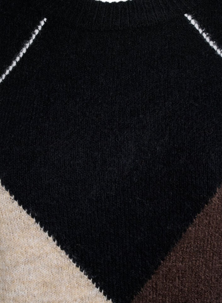 Trui met grote ruiten en contrasterende mouwen, Black Comb, Packshot
