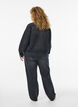 Straight-fit jeans met rhinestones en een hoge taille, Grijs, Model image number 1