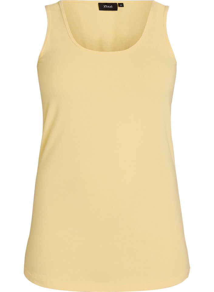 Effen basic top in katoen, Geel, Packshot image number 0