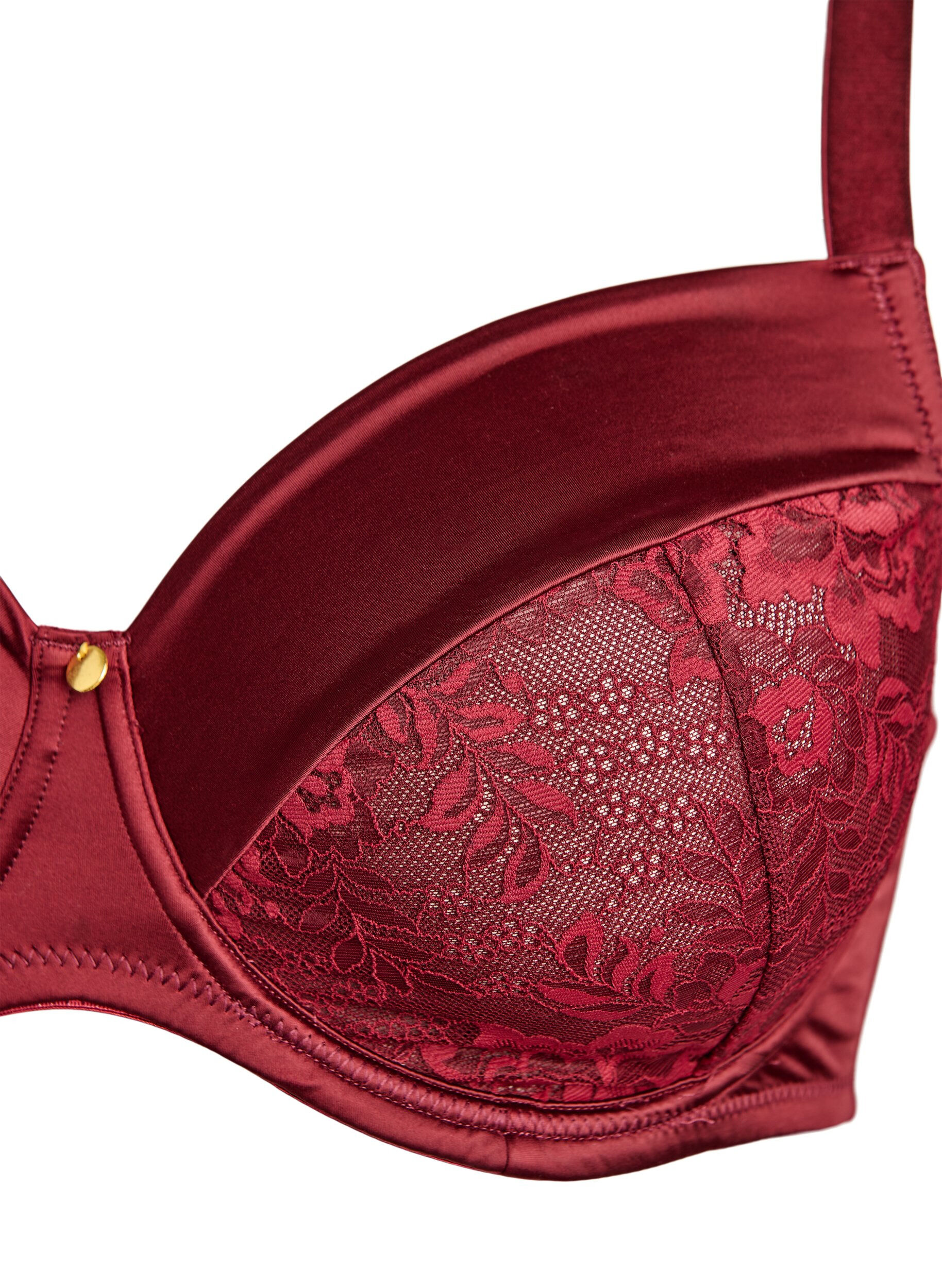 ZizziFull coverage bh in glanzend microvezel, Donker Bordeaux, Packshot image number 2