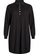 Korte polojurk met knoopjes en lange mouwen, Zwart, Packshot image number 0