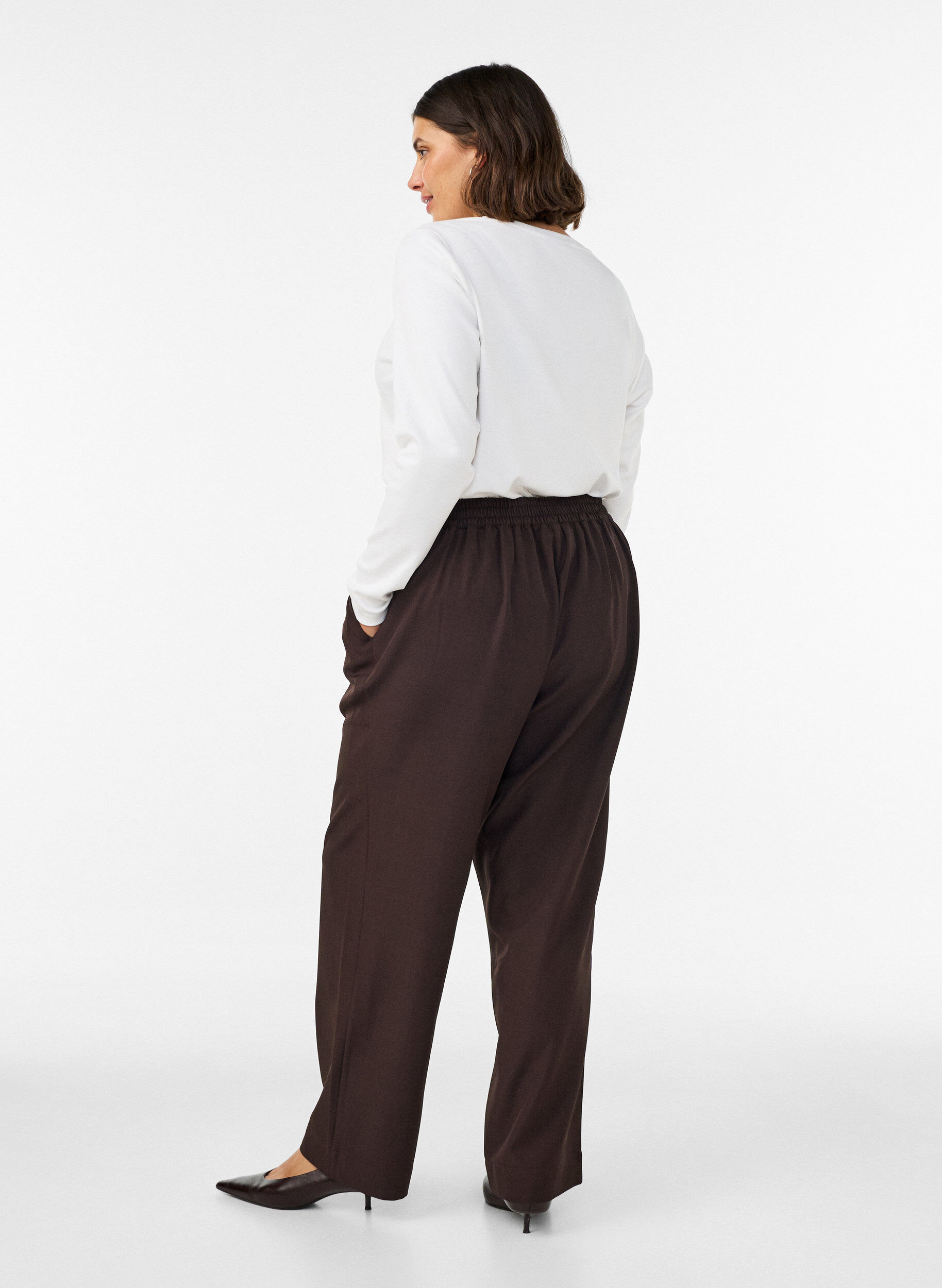 ZizziLosse broek met zakken, Bruin, Model image number 1