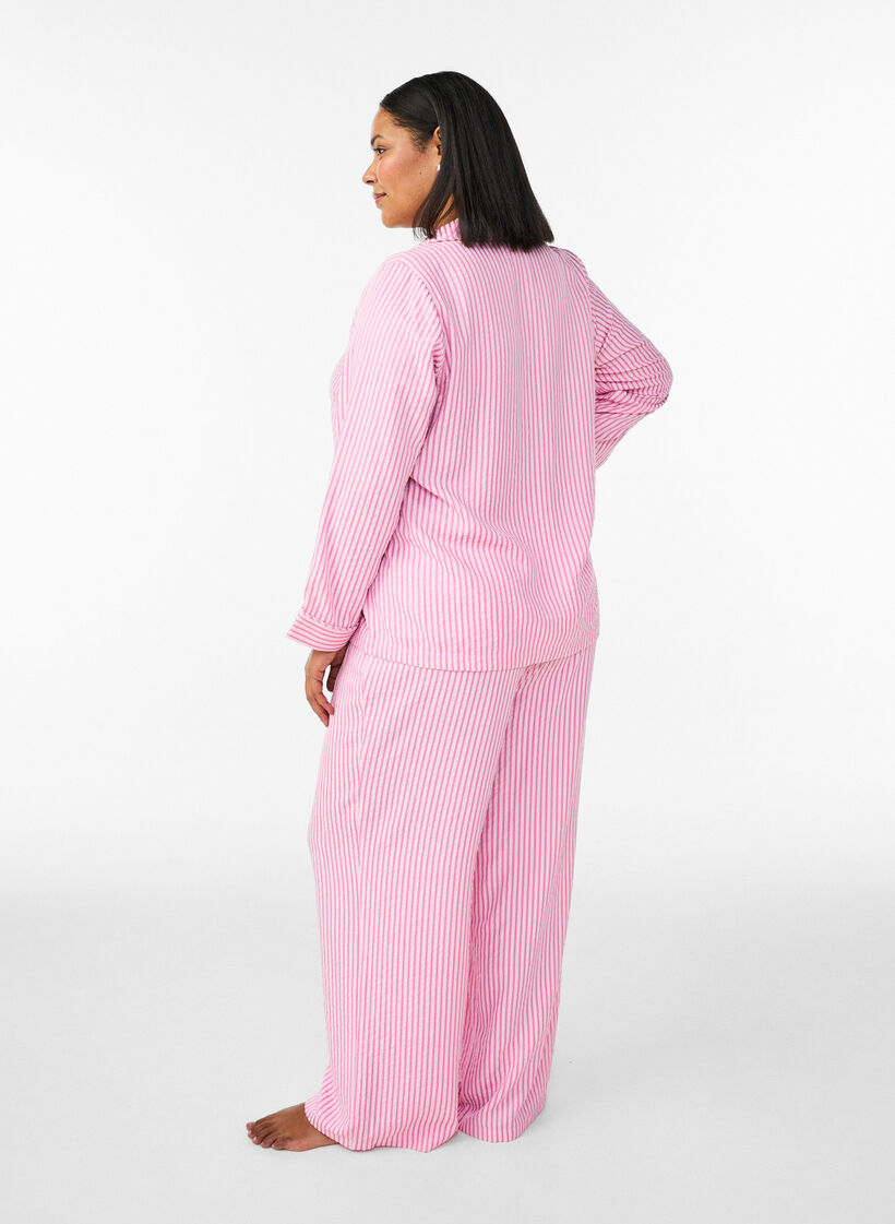 Losse seersucker-pyjamabroek met hoge taille, Roze, Model image number 1