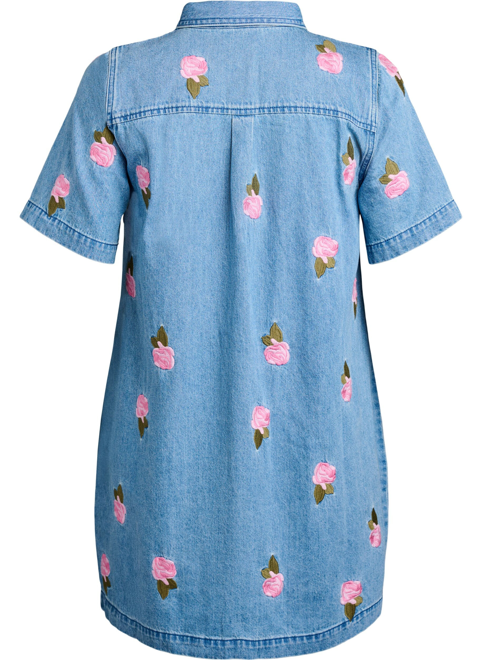 ZizziKorte denim jurk met geborduurde bloemen, LBD w. Flower, Packshot image number 1