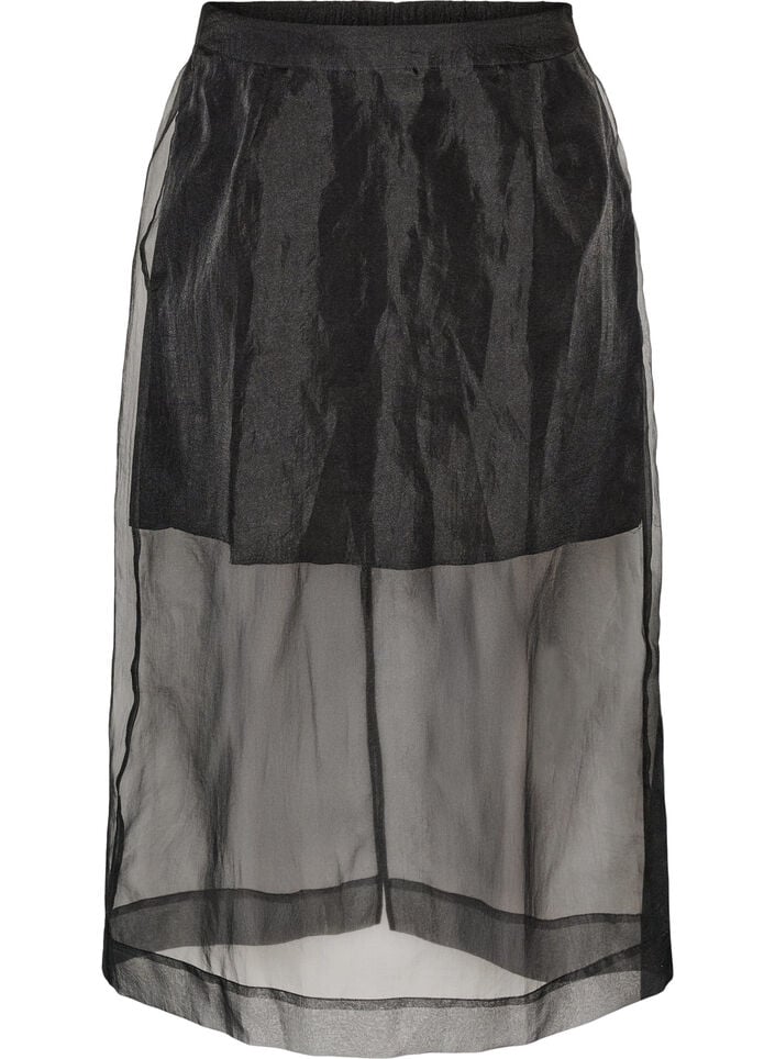 Lange rok in organza-look, Zwart, Packshot image number 0