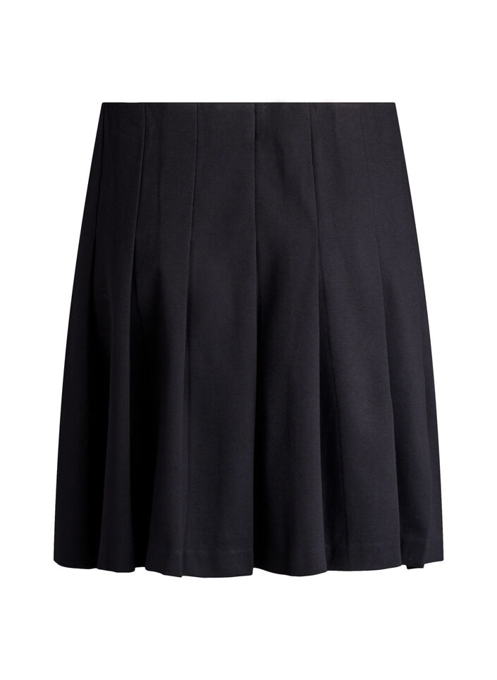 Korte geplooide rok met elastische tailleband, Zwart, Packshot