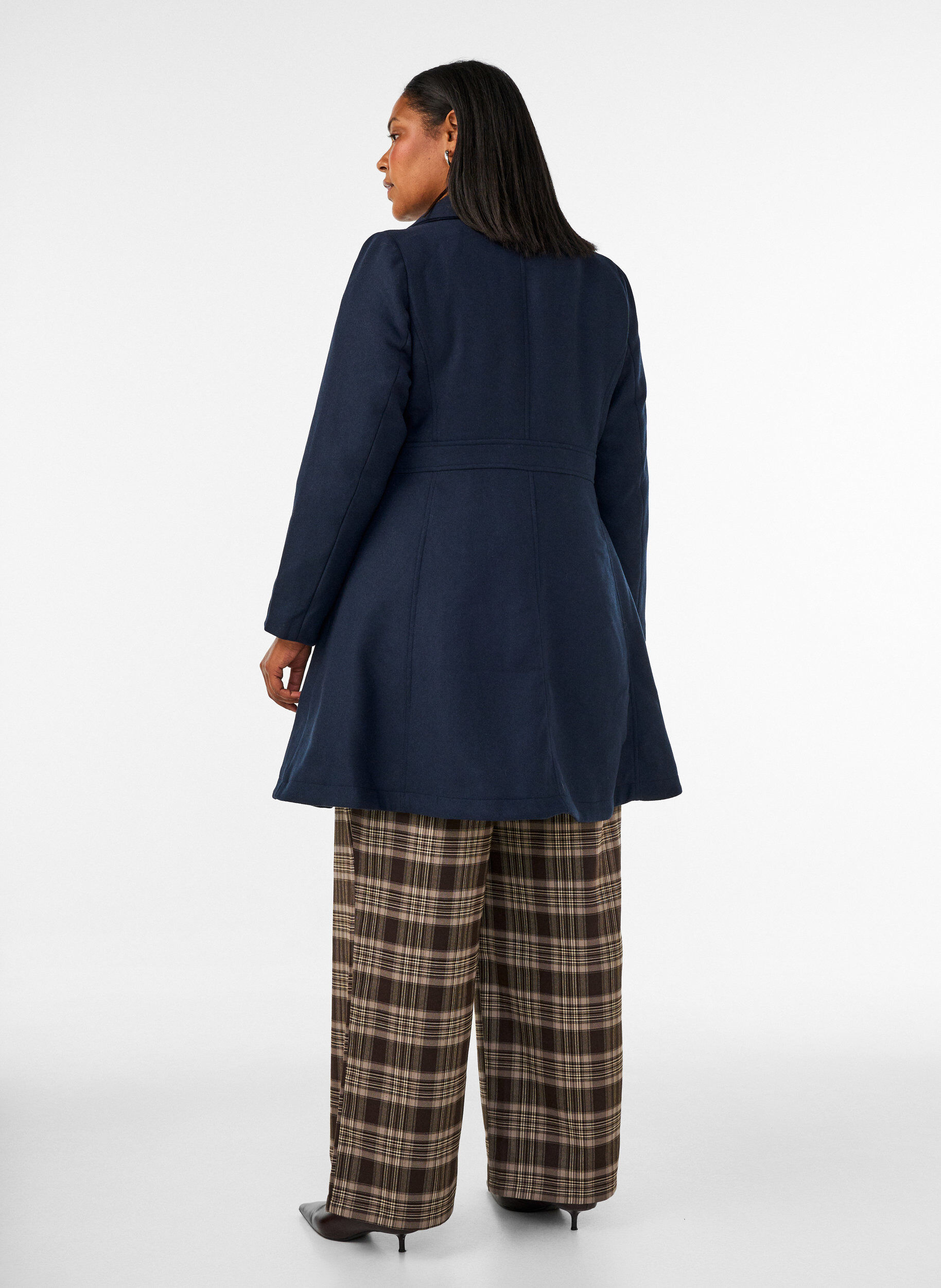 ZizziEen wollen jas in A-lijn met zakken, Blauw, Model image number 2