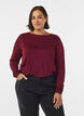 Blouse met lange mouwen van wol en viscose, Donker Bordeaux, Model image number 0