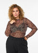 Mesh blouse met luipaardpatroon, Bruin, Model image number 0