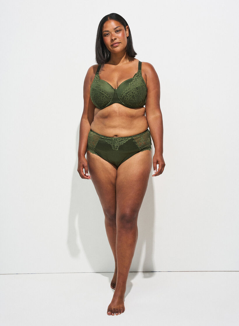 String hipster en dentelle et microfibre, Vert Kaki, Image image number 0