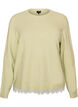 Gebreide blouse met kanten rand aan de zoom, Groen, Packshot image number 0