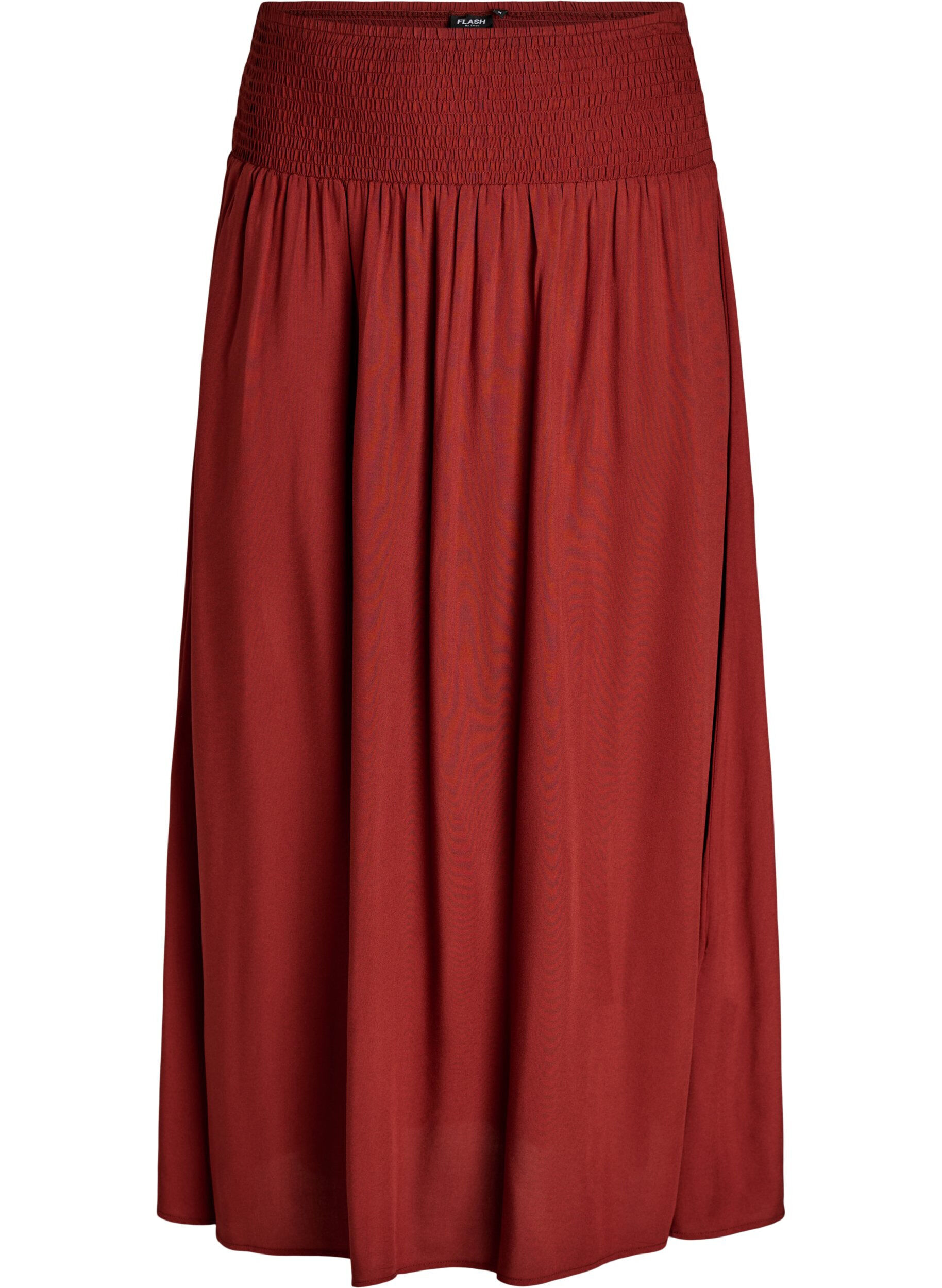 ZizziViscose maxi-rok met smock, Rood, Packshot image number 0