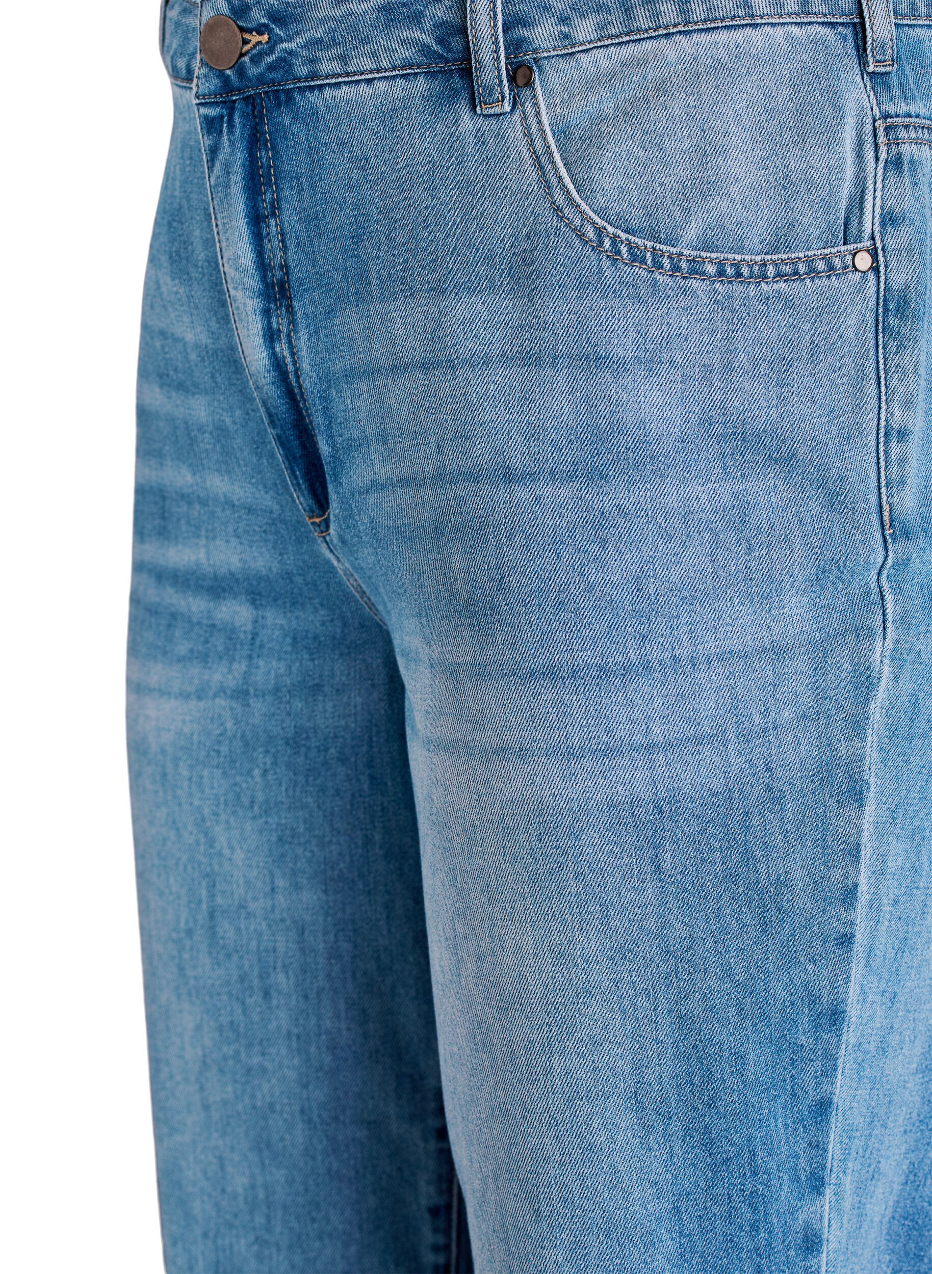 ZizziGecropte Kiana jeans met straight-fit en knoopdetails, Blauw, Packshot image number 2