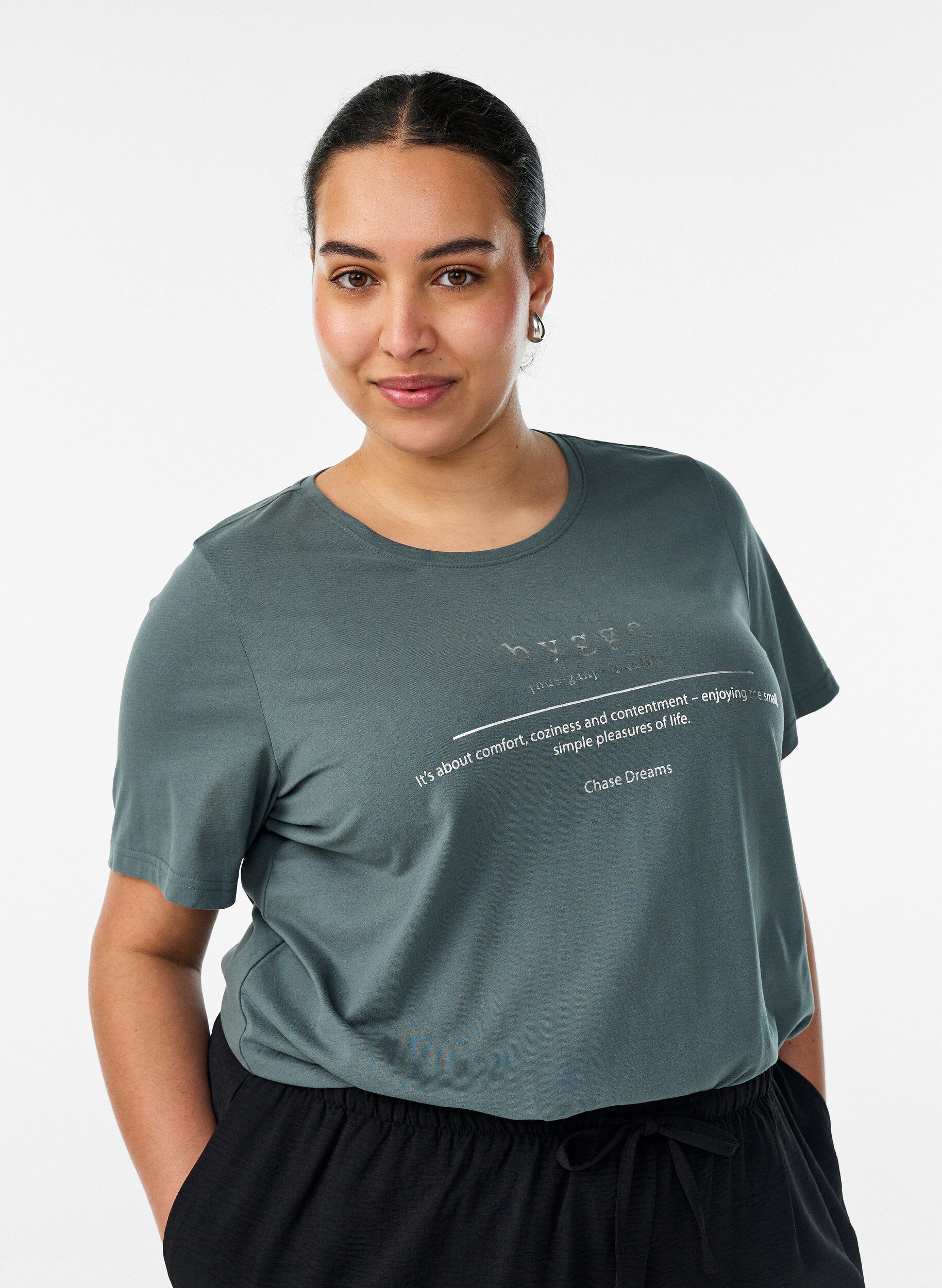 T-shirt met motief, Groen, Model