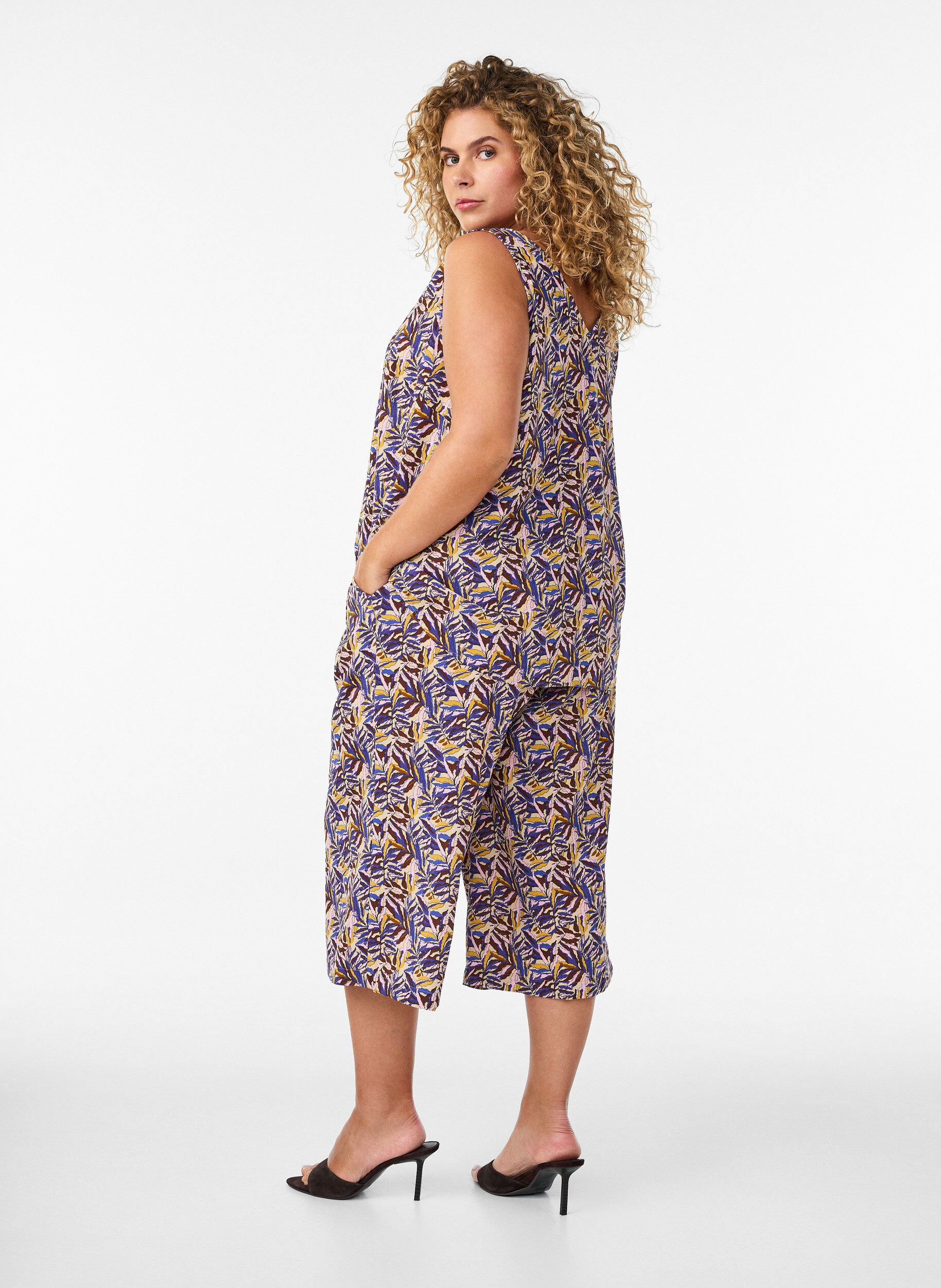 ZizziCulotte broek met print, Beige, Model image number 1