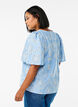 Blouse met broderie anglaise en korte pofmouwen, Blauw, Model image number 2