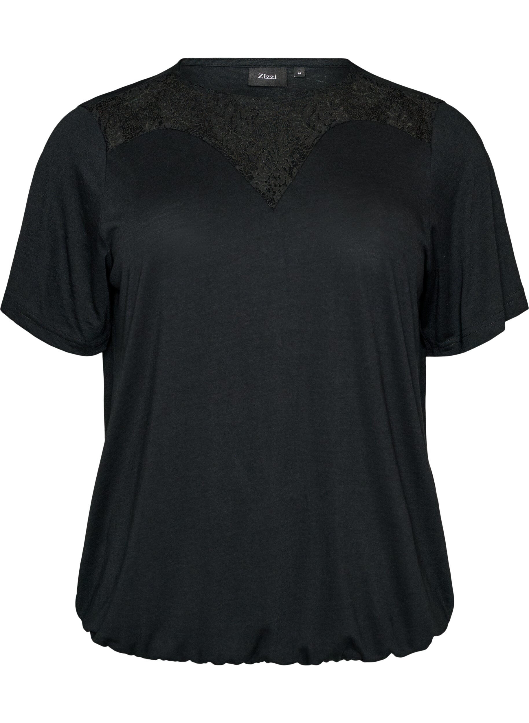 Blouse met kanten inzetstuk en ballonmouwen