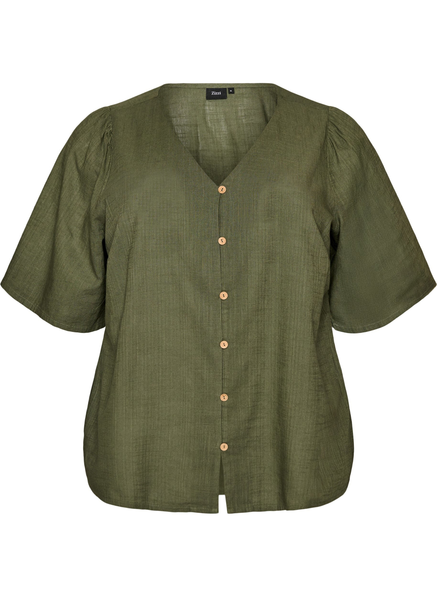 Katoenen shirt met korte mouwen en een V-hals