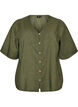 Katoenen shirt met korte mouwen en een V-hals, Groen, Packshot image number 0