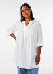 Katoenen mousseline tuniek met broderie anglaise, Wit, Model image number 0