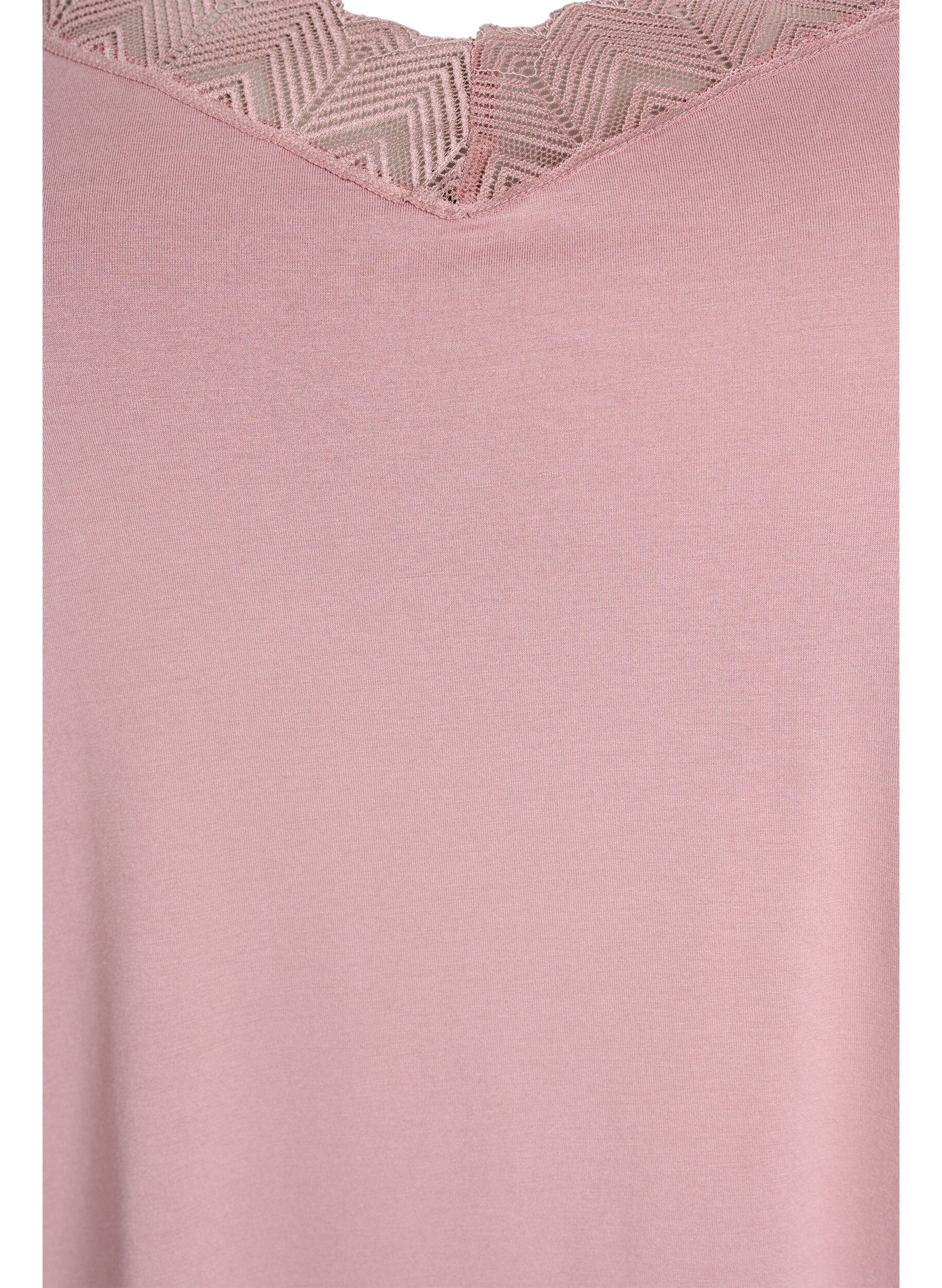 ZizziTop met kantdetail en spaghettibandjes, Roze, Packshot image number 2